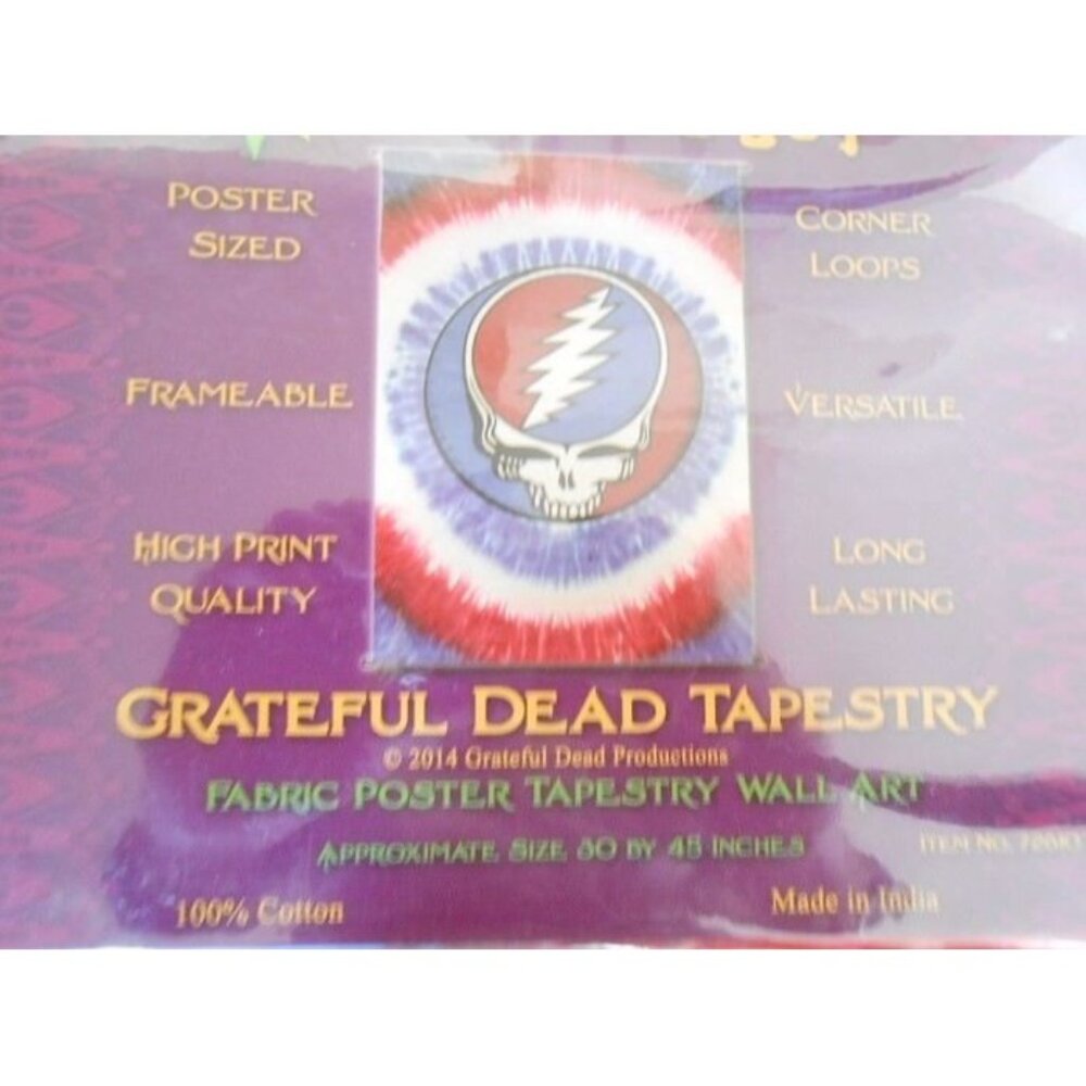 New RWB Mini Grateful Dead Steal Your Face Red White and Blue Tapestry Wall Art - Picture 2 of 2